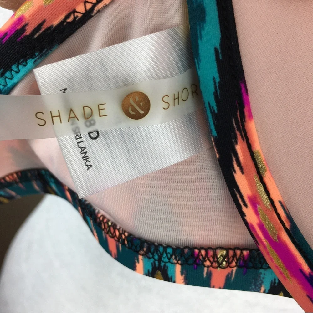 Push-Up Halter Bikini Top in Teal, Coral & Pink